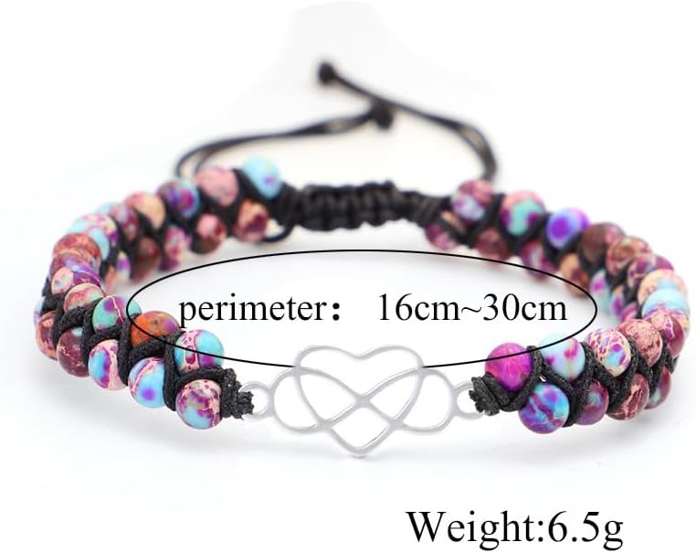 DivaGlamz To My Granddaughter-Infinity Forever Love Heart Bracelet, Natural Emperor Stone Double Layer Purple Beaded Woven Wrap Bracelets Adjustable Mind Peace Gift Jewelry - Image 5